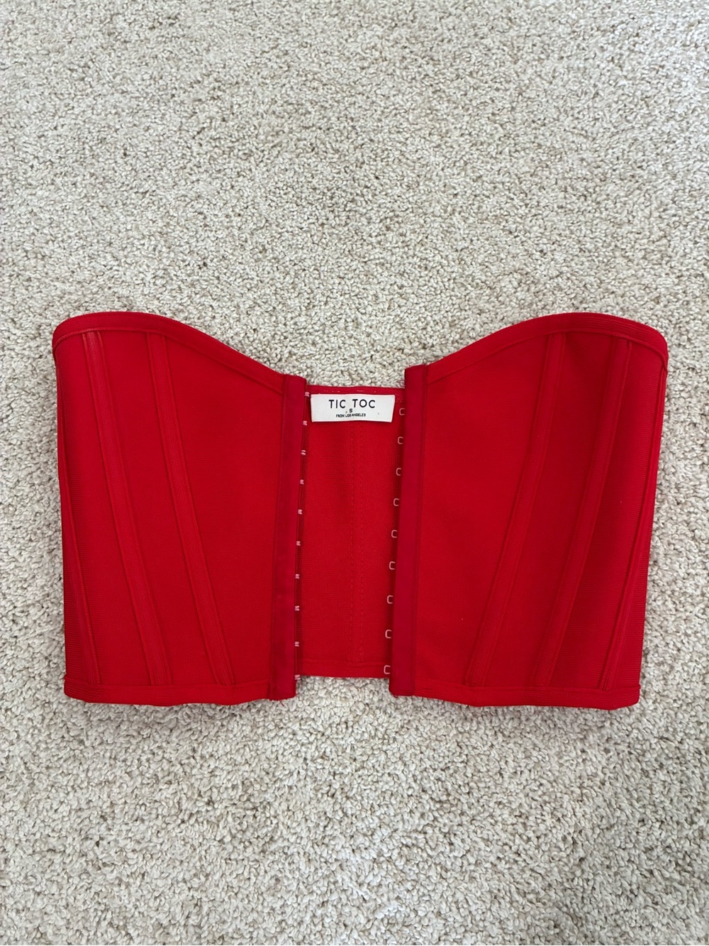 Tic Toc Red Strapless Corset Top